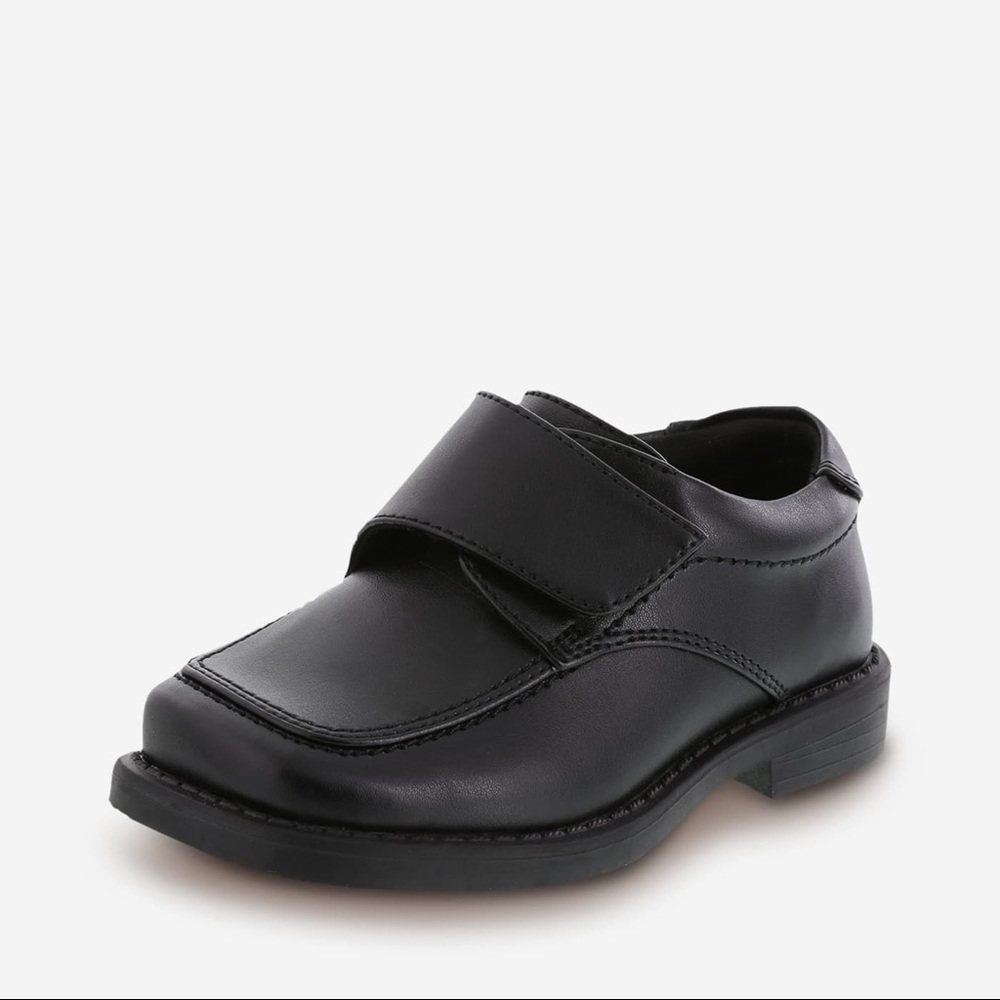 Little boys black loafer dress shoes Velcro 9 W